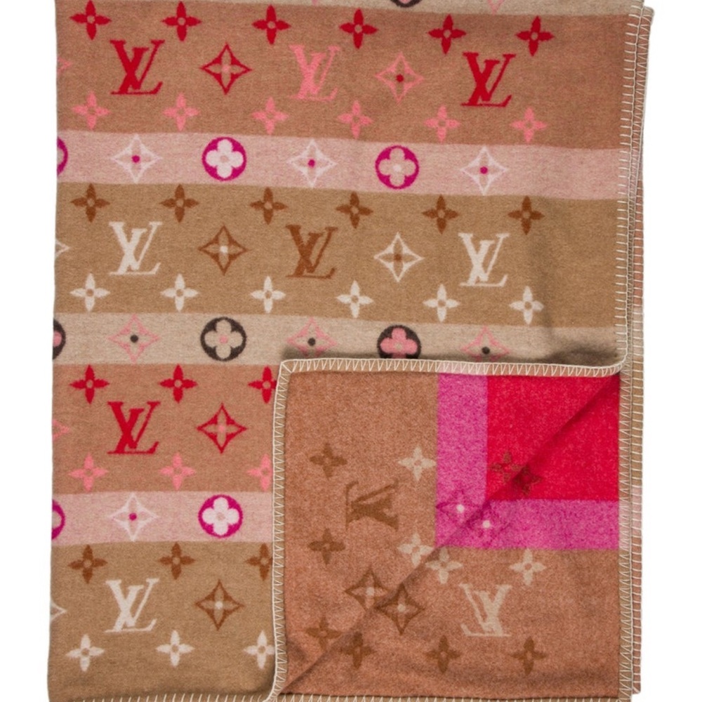 Louis Vuitton Together Pink and Tan Monogram Throw